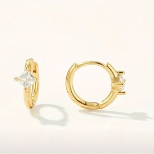 18k Gold Plated Zircon Huggie Earrings